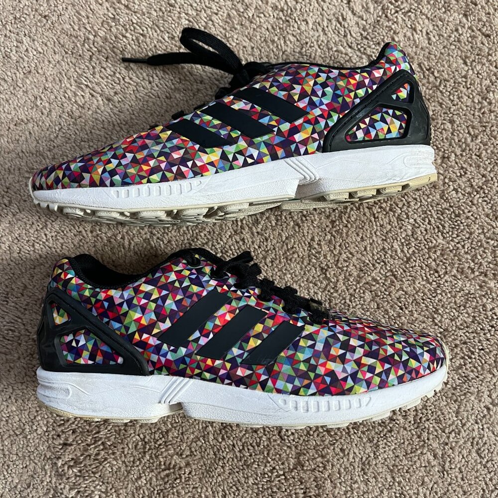 Adidas ZX Flux Sneakers Men 9 MultiColor Prism Athletic Colorful Quilt Geometric - Picture 4 of 13